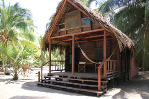 eine kleine Hütte am Strand mit Palmen in der Unterkunft Cabanas Las Estrellas in Palomino