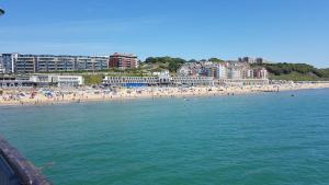 a large body of water with a beach at Boscombe Reef Hotel in Bournemouth