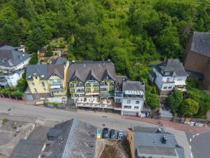 an aerial view of a small town with houses at Hotel Traumblick in Cochem