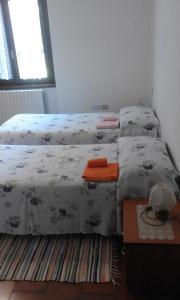 una camera con 2 letti e un tappeto di Casa Livia Maria a Teglio
