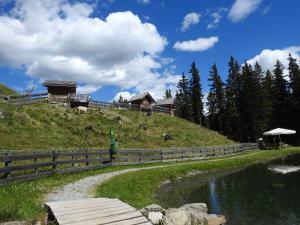 una casa in cima a una collina vicino a un fiume di Hotel Alpenfrieden a Kappl