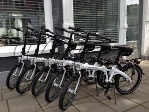 a row of bikes parked in front of a building at Olifant in Groningen