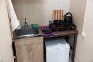 a small kitchen with a sink and a stove at Gomi13 in Tbilisi City