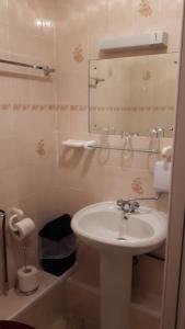 a bathroom with a sink and a mirror at Ty Llew in Llandysilio