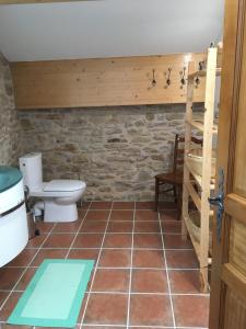 a bathroom with a toilet and a ladder at Domaine du Colombier, Chambres d'Hotes in Larroque