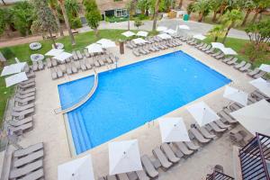 an overhead view of a swimming pool with chairs and umbrellas at FERGUS Bermudas in Palmanova