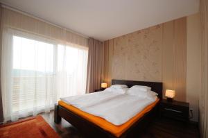 OberaichwaldにあるAlpe-Adria Apartmentsのベッドルーム1室(ベッド1台、大きな窓付)