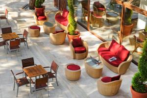 an overhead view of a patio with chairs and tables at Martı Myra - Ultra All Inclusive in Tekirova