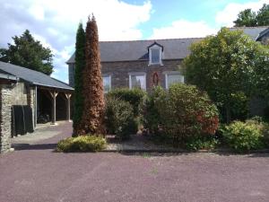 een huis met een grote boom ervoor bij Popote et Polochon in Saint-Martin-sur-Oust