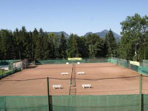 a tennis court with four tennis rackets on it at Stadtzentrum Mariazell in Mariazell