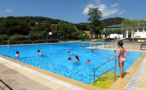 a group of people in a swimming pool at Elai Etxea Loft Baias in Pobes