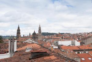 uma vista da cidade a partir do telhado de um edifício em Hotel Universal em Santiago de Compostela