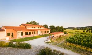 an aerial view of a house with a driveway at Agriturismo Cascina Roveri in Monzambano