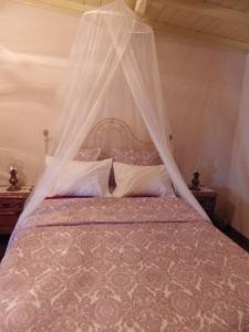 a bedroom with a bed with a canopy at Casa da Eira in Cerdeira