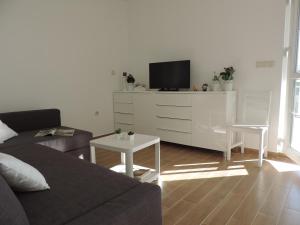 Televízia a/alebo spoločenská miestnosť v ubytovaní Apartman s pogledom