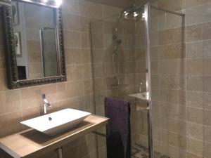a bathroom with a sink and a shower at Maison Joséphine avec garage privé in Blois +44 photos