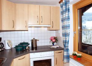 a kitchen with a sink and a stove top oven at Schartlhof in Flachau