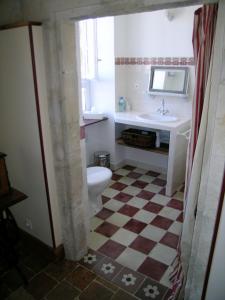 a bathroom with a toilet and a sink at Domaine les Galards in Le Garde