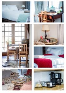eine Collage mit Fotos eines Hotelzimmers in der Unterkunft Bibi's Place in Swakopmund