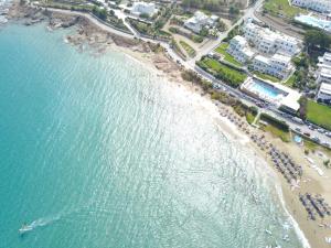 an aerial view of a beach and the ocean at Saint George Hotel in Chrissi Akti