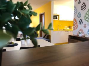 Kuchyň nebo kuchyňský kout v ubytování Apartmány Pinie Lipno