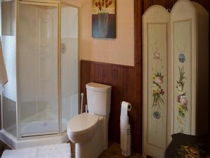 ein Badezimmer mit Toilette und Dusche in der Unterkunft Brooksbnb in Sussex + 16 Fotos