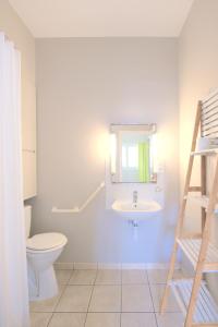 萊斯三河－勒茨的住宿－克里奧爾鄉村酒店，一间带卫生间和水槽的浴室