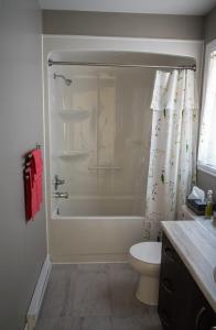 łazienka z wanną, toaletą i prysznicem w obiekcie Chalet Versailles w mieście Saint Come
