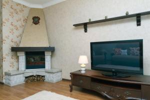 キーウにあるSribnokilska 22のリビングルーム(薄型テレビ、暖炉付)