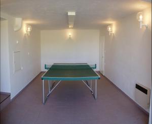 a ping pong table in the middle of a room at Penzion Vaněk in Velké Losiny