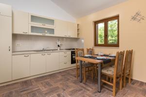 a kitchen with a table and chairs in a room at Apartments Villa Diamant with Pool & Whirlpool in Čižići