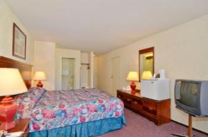 a hotel room with a bed and a tv at America's Best Value Inn of Novato in Novato