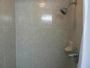 a shower with a shower head in a bathroom at Howards Motel in Marshall