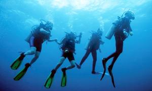 a group of people swimming in the water at Casa Nea in El Rosario