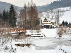Domek nad rzeką v zime