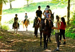 a group of people riding horses on a trail at Kempfenhof in Seelbach