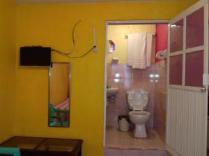 uma casa de banho com um WC e um lavatório em Hotel Economico em Xilitla