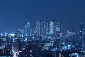 una vista notturna di una grande città di notte di Sunshine City Prince Hotel Ikebukuro a Tokyo