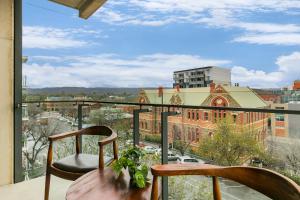 
a view from a balcony overlooking a city at The Soho Hotel, Ascend Hotel Collection in Adelaide
