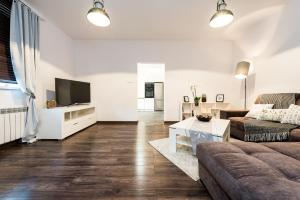 - un salon avec un canapé et une télévision dans l'établissement Stylowy apartament, à Katowice