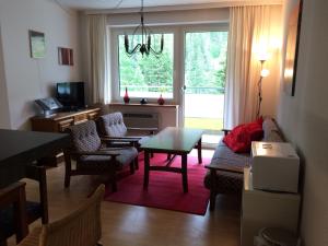 sala de estar con sofá y mesa en Lärchenhof Apartment Nr 8, en Innerkrems