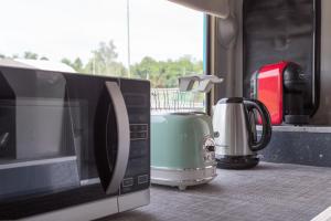 Coffee and tea making facilities at Bed In Bus