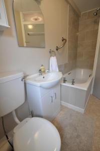 uma casa de banho com um WC, um lavatório e uma banheira em Harbour Haven em Dingle