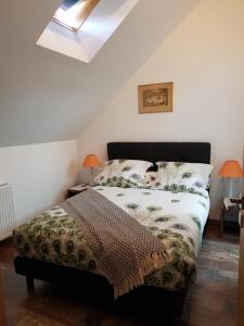 1 dormitorio con 1 cama en el ático en La longère Des Glycines, en Égligny