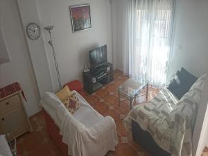 - un salon avec un canapé et une télévision dans l'établissement Apartament Tina "Ozonizado", à Playa Flamenca