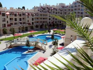 an aerial view of a resort with two pools at Varna South Bay Beach Residence in Varna City