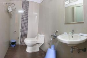 a bathroom with a toilet and a sink at Banyan Tree Comforts Mysore in Mysore