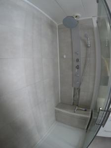 uma casa de banho com chuveiro e WC em Studio carré d'or situé à 50 m de la plage em Nice