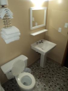 a bathroom with a toilet and a sink at Oasis Motel by The Falls in Niagara Falls