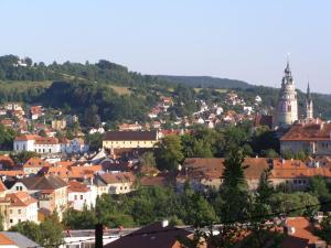 Widok na miasto Czeski Krumlov z tego pensjonatu